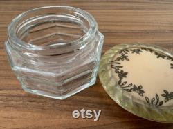 Vintage Art Deco Glass Vanity Jar, Powder Jar, Dresser Jar