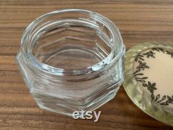 Vintage Art Deco Glass Vanity Jar, Powder Jar, Dresser Jar