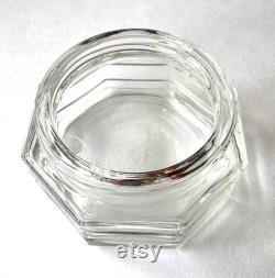 Vintage Art Deco Glass Vanity Jar, Powder Jar, Dresser Jar