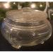 Vintage Art Deco Glass Vanity Powder Jar, Trinket Jar with Lid