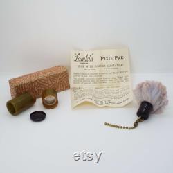 Vintage Art Deco Lamkin Pixie Pak Powder Puff With Rare Powder Dispenser In Original Box and Instructions Made In England