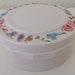 Vintage Art Deco Large Round Ivory Urea Formaldehyde Early Plastic Vanity Trinket Box with Hand Painted Floral Flower Design 1930's