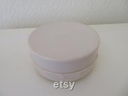 Vintage Art Deco Large Round Ivory Urea Formaldehyde Early Plastic Vanity Trinket Box with Hand Painted Floral Flower Bouquet Design 1930's