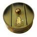 Vintage Art Deco Powder Box Canister Enamel Gold Metal Lid Vanity Piece Yellow 10