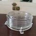 Vintage Art Deco Ribbed Glass Powder Box 4-Footed Vanity Decor