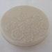 Vintage Art Deco Round Ivory Urea Formaldehyde Early Plastic Powder Trinket Box with Moulded Floral Flower Design 1930's Rare Colour
