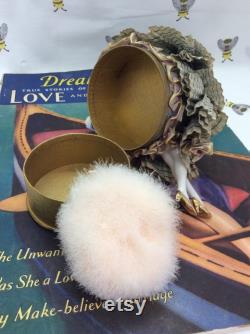Vintage Art Deco lady Powder Bowl with Swansdown Puff