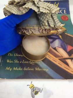 Vintage Art Deco lady Powder Bowl with Swansdown Puff