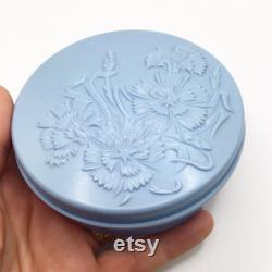 Vintage, Art Deco, plastic, powder box with floral decoration.