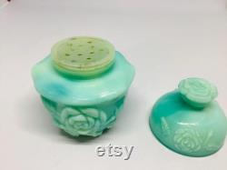 Vintage Avon Field Flowers Powder Sachet, Avon Blue Roses Milk Glass Powder Container, Collectible Avon, Bathroom Decor, Home Decor