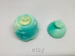 Vintage Avon Field Flowers Powder Sachet, Avon Blue Roses Milk Glass Powder Container, Collectible Avon, Bathroom Decor, Home Decor