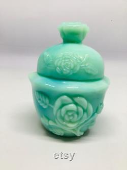 Vintage Avon Field Flowers Powder Sachet, Avon Blue Roses Milk Glass Powder Container, Collectible Avon, Bathroom Decor, Home Decor