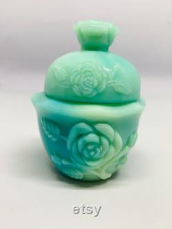 Vintage Avon Field Flowers Powder Sachet, Avon Blue Roses Milk Glass Powder Container, Collectible Avon, Bathroom Decor, Home Decor