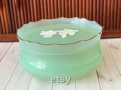 Vintage Avon Powder Box, Rapture Beauty Dust, Perfume, Mint Green, Plastic, White Doves, Mid Century, Vanity Decor, 1960s