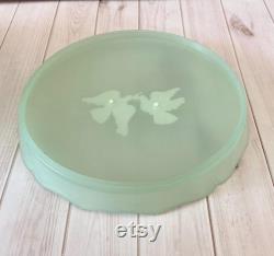 Vintage Avon Powder Box, Rapture Beauty Dust, Perfume, Mint Green, Plastic, White Doves, Mid Century, Vanity Decor, 1960s