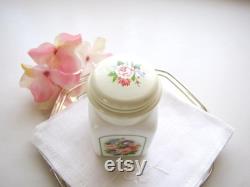 Vintage Avon Powder Jar Milk Glass Country Garden Powder Sachet