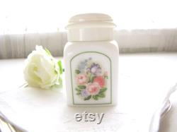 Vintage Avon Powder Jar Milk Glass Country Garden Powder Sachet