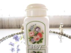 Vintage Avon Powder Jar Milk Glass Country Garden Powder Sachet