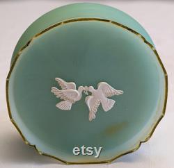 Vintage Avon Rapture Powder Jar, Green Plastic Container, Dove Lid, 1960s