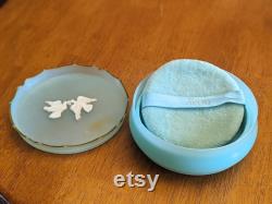 Vintage Avon Rapture Powder Jar, Green Plastic Container, Dove Lid, 1960s