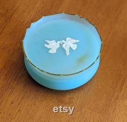 Vintage Avon Rapture Powder Jar, Green Plastic Container, Dove Lid, 1960s