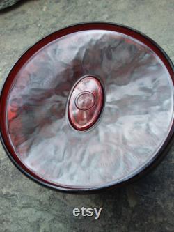 Vintage Avon Round Brown Lucite Cameo Dusting Box or Dresser Box, Trinkets