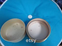 Vintage Avon Round Talc Power Container Hard Plastic Lid with floral design on it