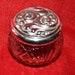 Vintage Avon Silver Top With Scroll Work And Pressed Glass Vanity Jar Powder Jar