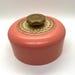 Vintage Avon Unforgettable Beauty Dust, 6 Ounces, Salmon, Gold Knob, Empty Round Container, MCM, Vanity Display