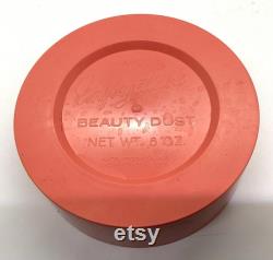 Vintage Avon Unforgettable Beauty Dust, 6 Ounces, Salmon, Gold Knob, Empty Round Container, MCM, Vanity Display
