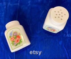 Vintage Avon Vanity Powder Pair of Porcelain Flower Jars.