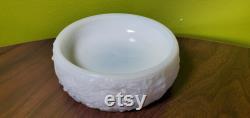 Vintage Avon White Milk Glass Soap Trinket Dish with Embossed Flowers