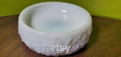 Vintage Avon White Milk Glass Soap Trinket Dish with Embossed Flowers