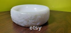 Vintage Avon White Milk Glass Soap Trinket Dish with Embossed Flowers
