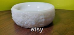 Vintage Avon White Milk Glass Soap Trinket Dish with Embossed Flowers