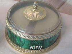 Vintage Avon empty powder box, round metal tin, includes powder puff, mid century MCM made in USA, 50s 60s, selling seperately