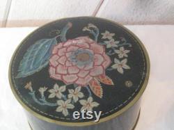 Vintage Avon empty powder box, round metal tin, includes powder puff, mid century MCM made in USA, 50s 60s, selling seperately