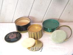 Vintage Avon empty powder box, round metal tin, includes powder puff, mid century MCM made in USA, 50s 60s, selling seperately