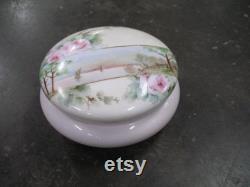 Vintage B and Co. France Handpainted Powder Jar