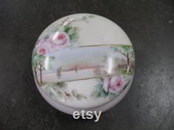 Vintage B and Co. France Handpainted Powder Jar