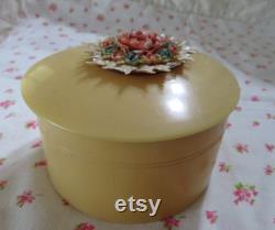 Vintage Bakelite Vanity or Dressing Table Powder Box Jewelry or Trinket Box Beauty Accessory