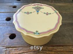 Vintage Beige-Yellowish Celluloid Container Powder Box with floral Lid Vanity Decor