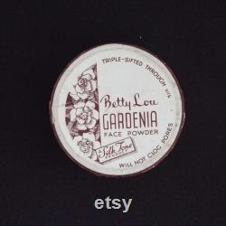 Vintage Betty Lou Face Powder Box and Contents 1930's Betty Lou Gardenia Face Powder Silk Tone Product Vanity Storage