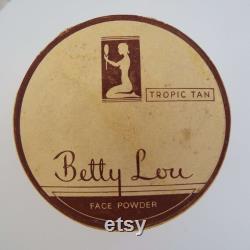 Vintage Betty Lou Face Powder Box and Contents 1930's Betty Lou Gardenia Face Powder Silk Tone Product Vanity Storage