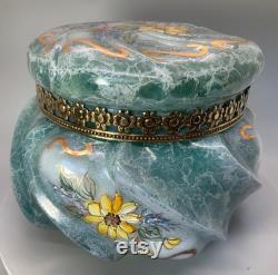 Vintage Blue Fenton Dresser Box, Powder Box