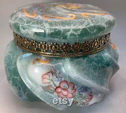 Vintage Blue Fenton Dresser Box, Powder Box