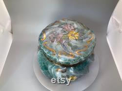Vintage Blue Fenton Dresser Box, Powder Box