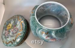 Vintage Blue Fenton Dresser Box, Powder Box