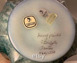 Vintage Blue Fenton Dresser Box, Powder Box