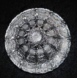 Vintage Bohemia Czech 24 hand cut Queen lace crystal covered candy powder trinket box